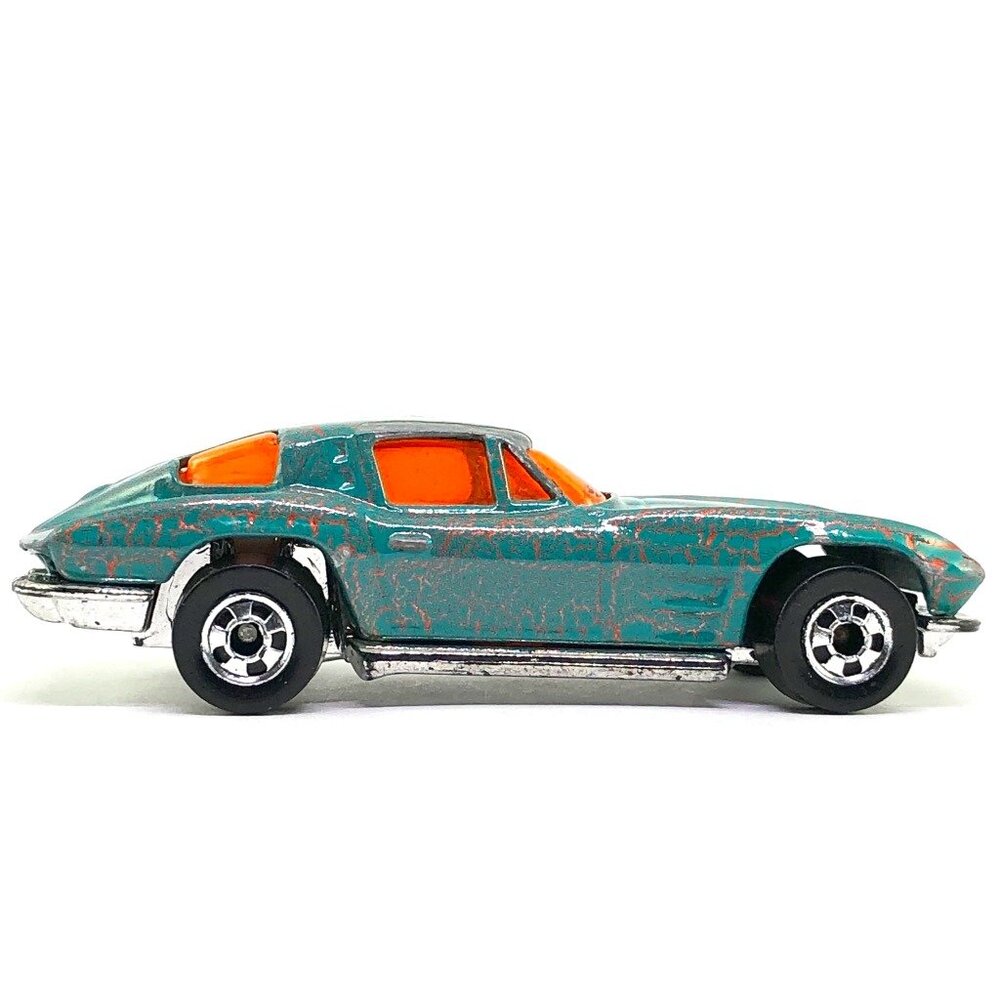 Hot Wheels Corvette Stingray split window 1979 teal blue orange crackle AS IS
